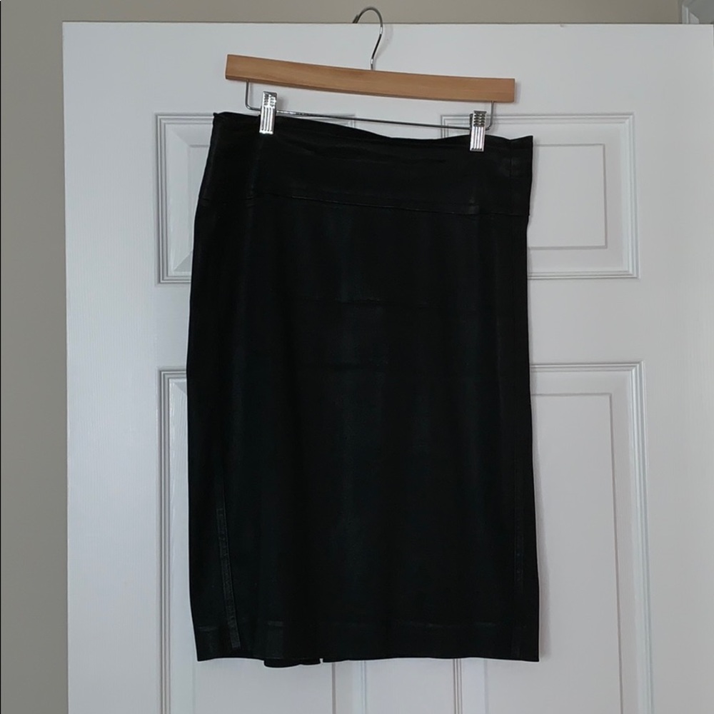 Coated black denim skirt